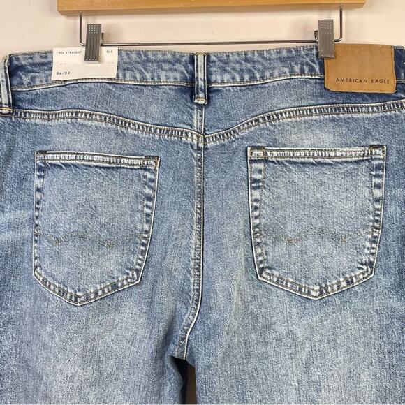 American Eagle 90s Straight Leg Flex Stretch Denim Blue Jeans Mens 36 New nwt - Picture 6 of 14